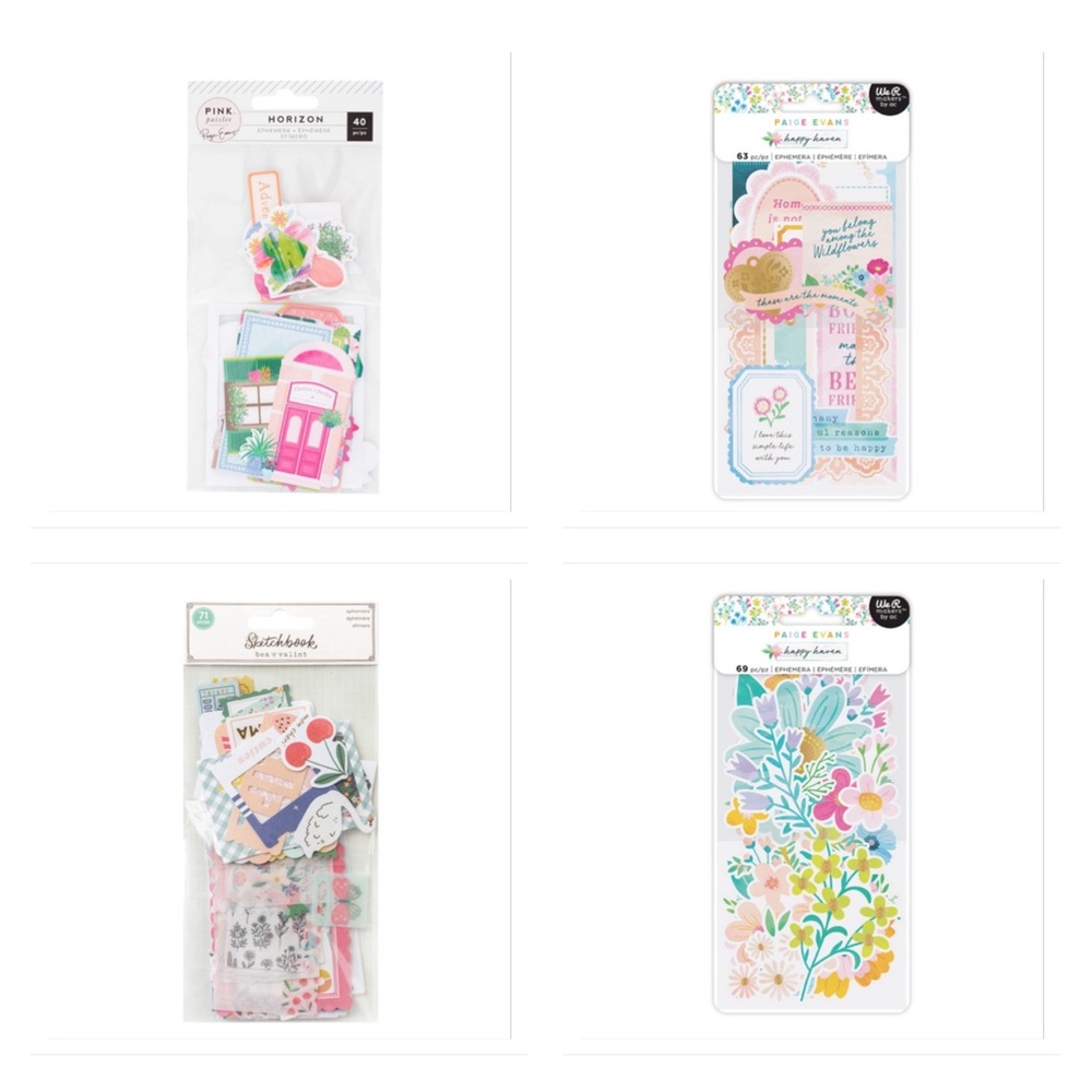 Lot of 4 American Crafts! Paige Evans Maggie Holmes Pink Paislee Ephemera packs